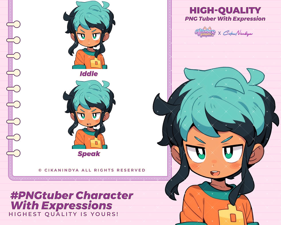 Enhance Your Broadcasts with Creative PNG Tuber Models Green Hair Boy