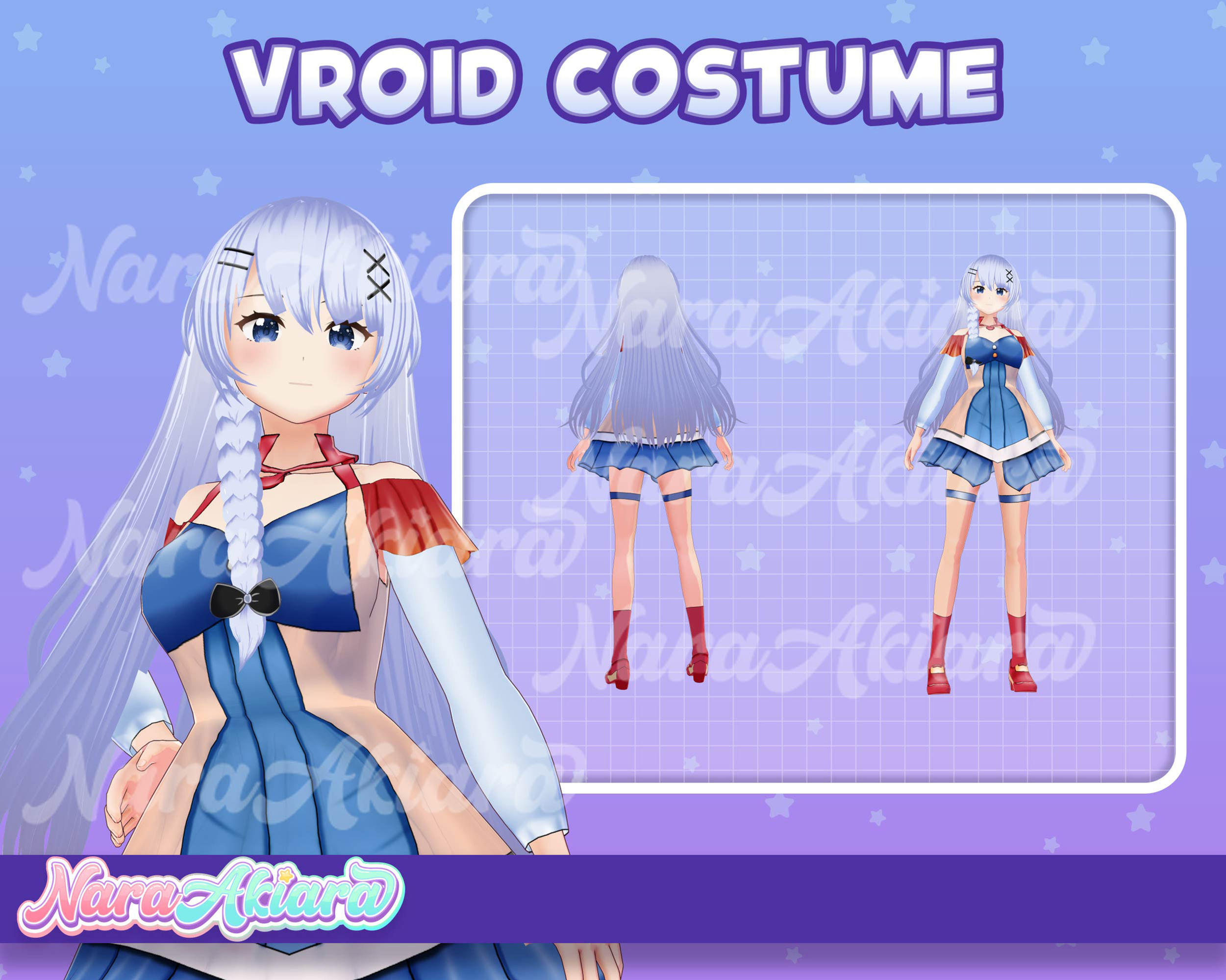 Dive into Style with 3D Vroid Blue Mini Dresses for Your Model