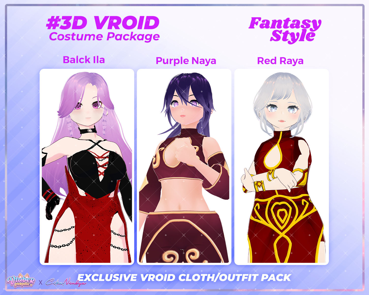 3D VRoid Clothes Pack Red Fantasy Dress for Magical Looks