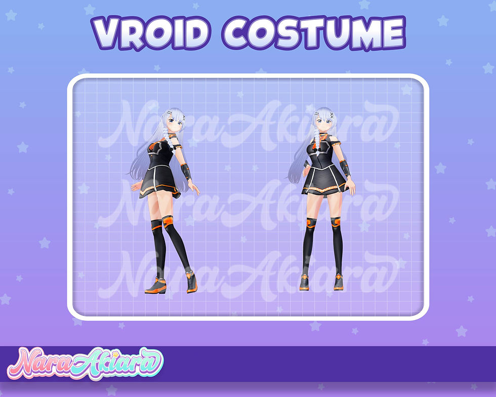 섬네일: Futuristic 3D Vroid Cyberpunk Black Mini Dress for Charming Avatar