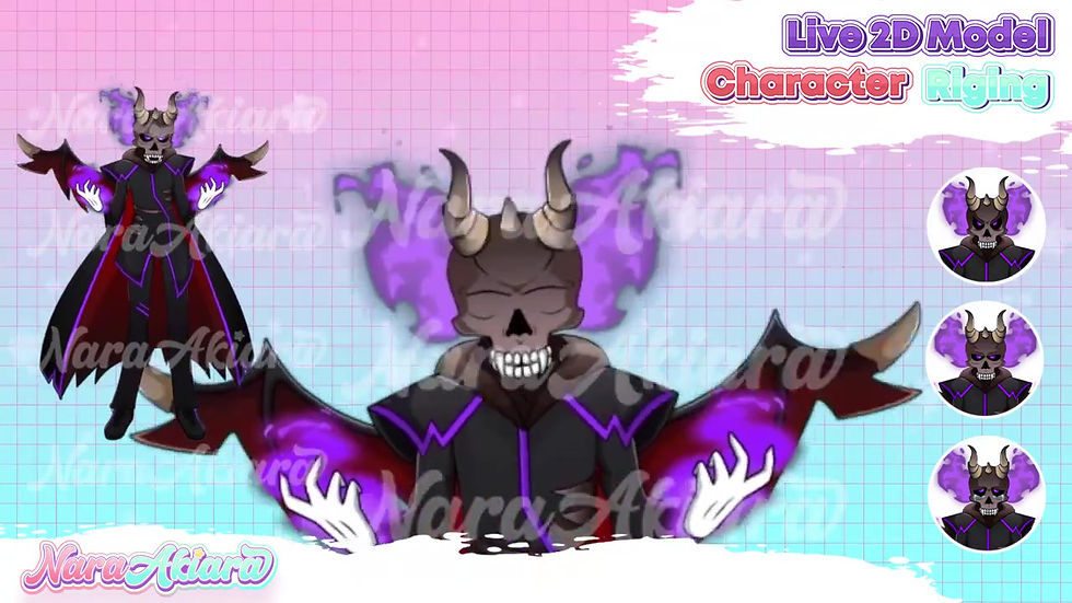 サムネイル： Fuel Your Stream with Vtuber Live2d Anime Male Purple Skull Fire