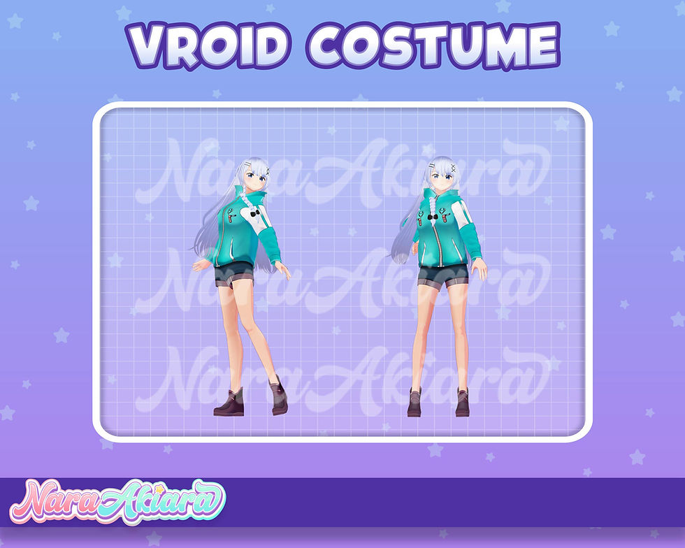 縮圖：Upgrade Your Vtuber Stream with 3D Vroid Costume Blue Jacket with White Stripes