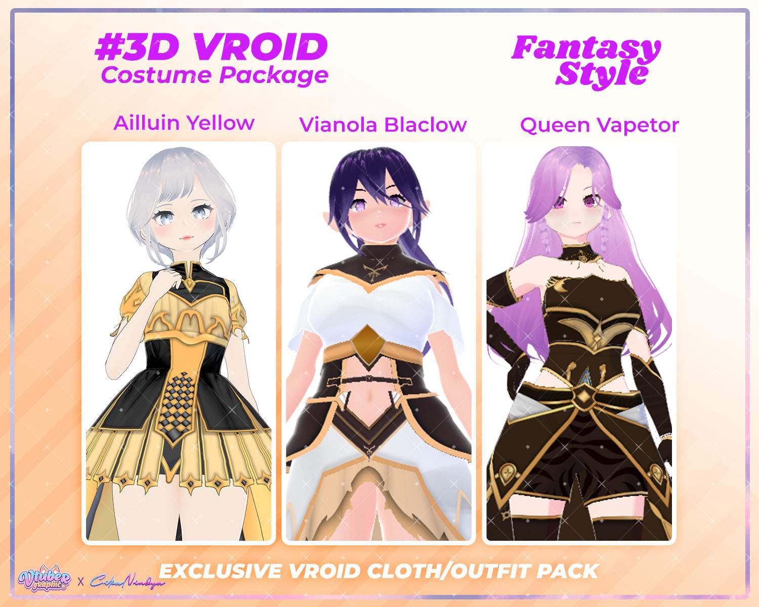 Magical 3D VRoid Fantasy Clothing Girl Pack for Unique Avatar Styling