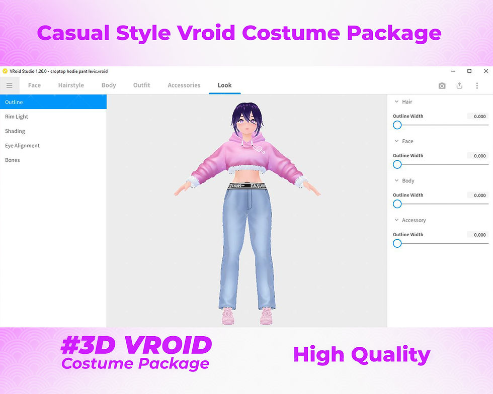 섬네일: Modern Casual Outfit Collection for 3D VRoid – Relaxed Yet Stylish Design