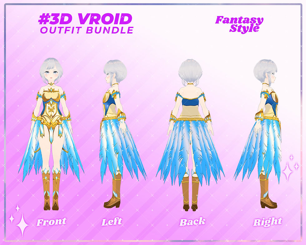 Thumbnail: Enchanted 3D VRoid Fantasy Outfit Girl Bundle for Virtual Persona Makeovers