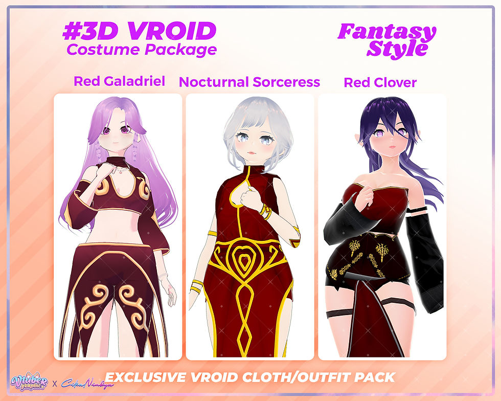 Stylish 3D VRoid Fantasy Clothes Bundle for Virtual Model Makeovers