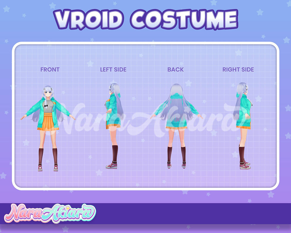 Thumbnail: Vibrant Fusion with Blue Jacket and Orange Skirt 3D Vroid Clothes for Avatar