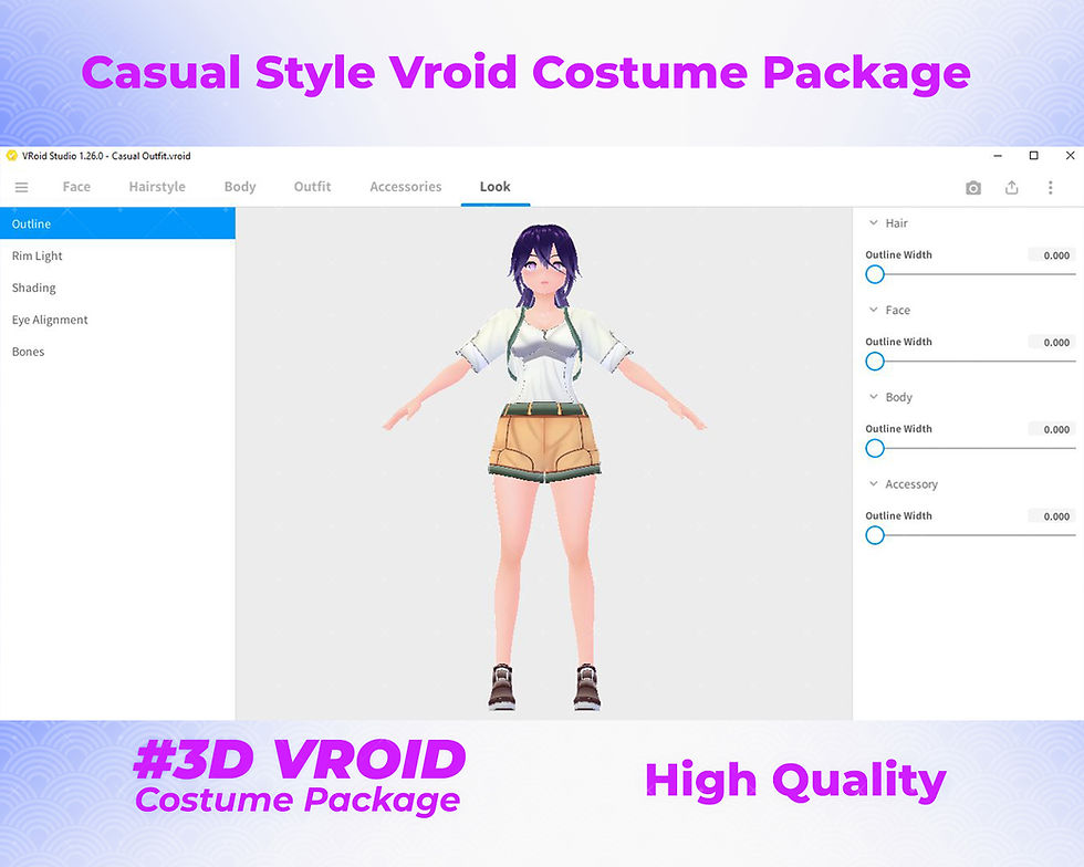 Thumbnail: Modern Casual Girl Outfit Pack for Stylish 3D VRoid Model Avatars