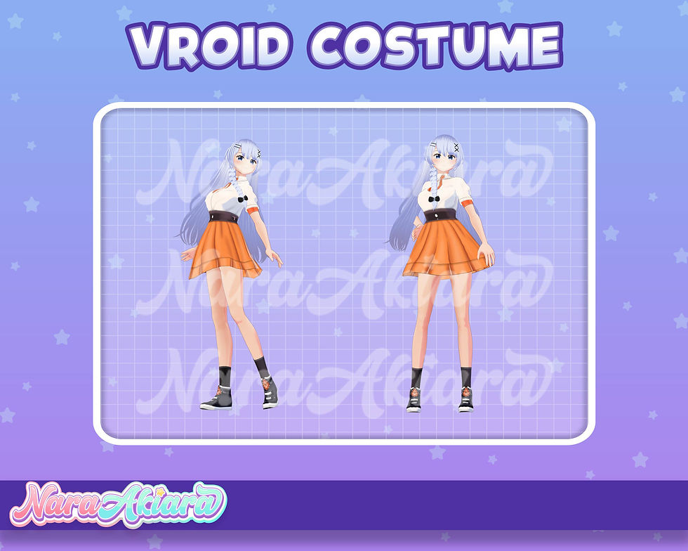섬네일: Stunning 3D Vroid Costume White Uniform with Orange Skirt for Your Vtuber Stream