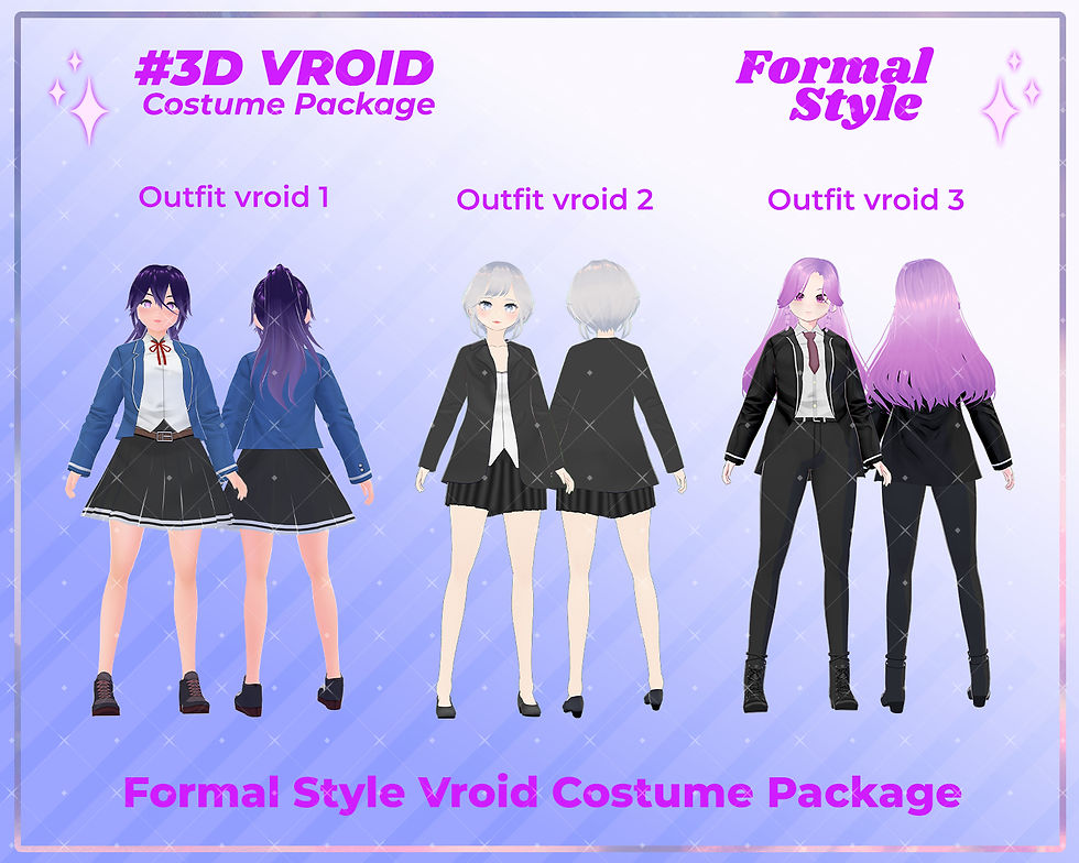 Thumbnail: 3D VRoid Clothes Pack: The Grand Masquerade - Elegant Formal Gown