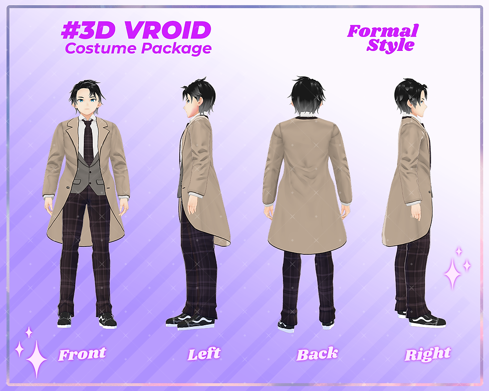 Thumbnail: Stylish 3D VRoid Formal Outfit Male Set for VTuber Model Customization