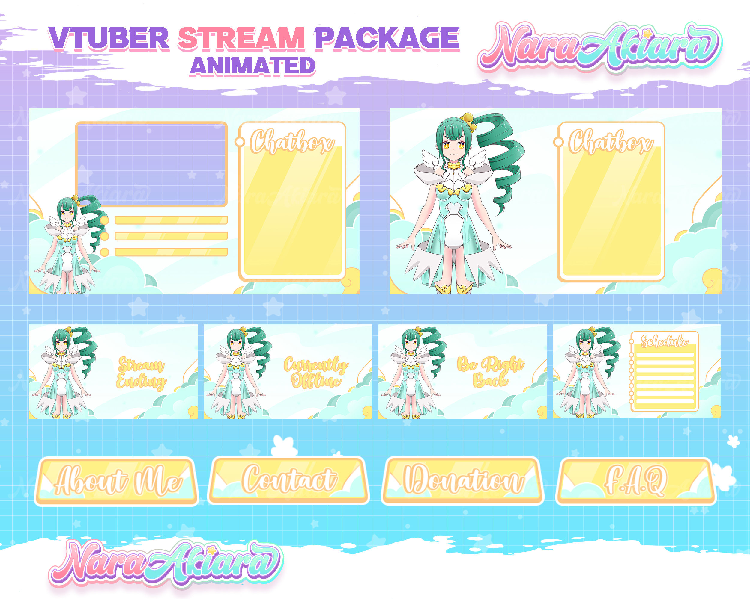 Enhance your streams with the vibrant Vtuber Girl Overlay Stream Package