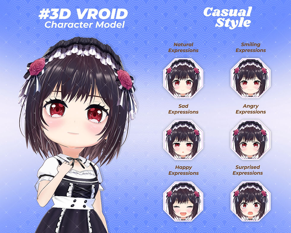 섬네일: 3D Vroid Model Yuko Hyuga Stylish Anime Girl for VTuber Streaming