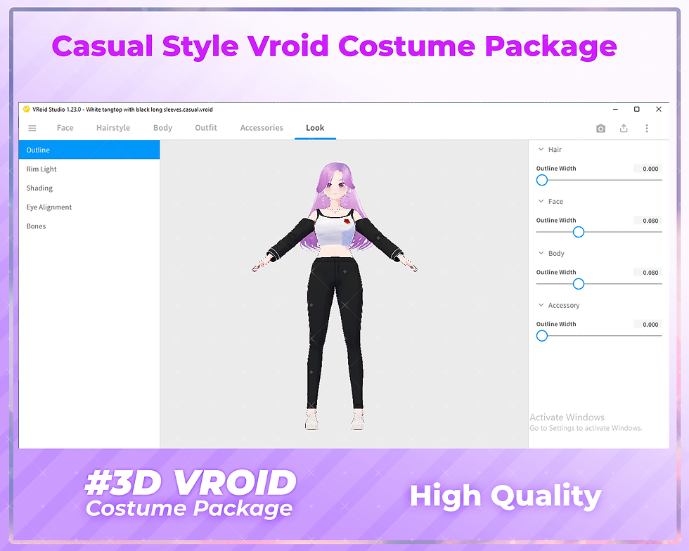 サムネイル： Trendy 3D VRoid Casual Outfit Pack for Stylish Virtual Avatars