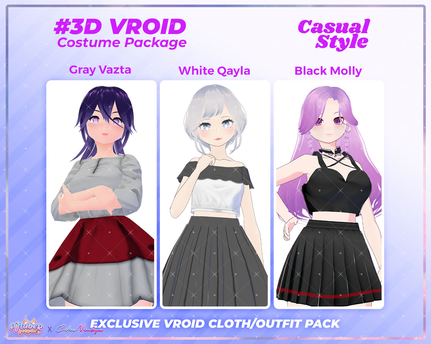 Chic Casual Outfit 3D VRoid Clothing Pack for Unique Avatars