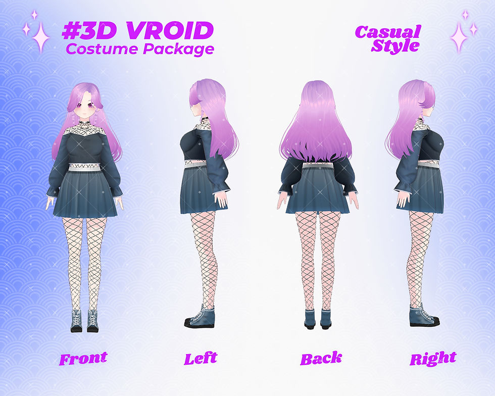 Thumbnail: 3D VRoid Clothes Pack Bubblegum Pop-Inspired Girl's Casual Wear