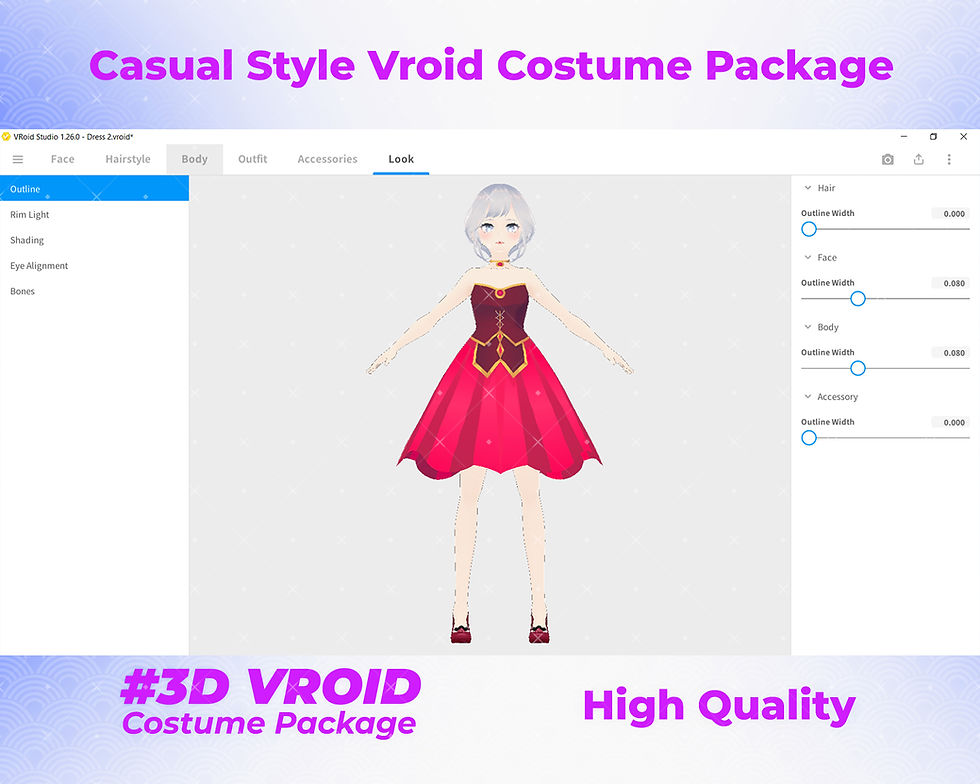 Thumbnail: 3D VRoid Clothes Pack Girl's Refreshing Look Casual Outfits for Virtual Life