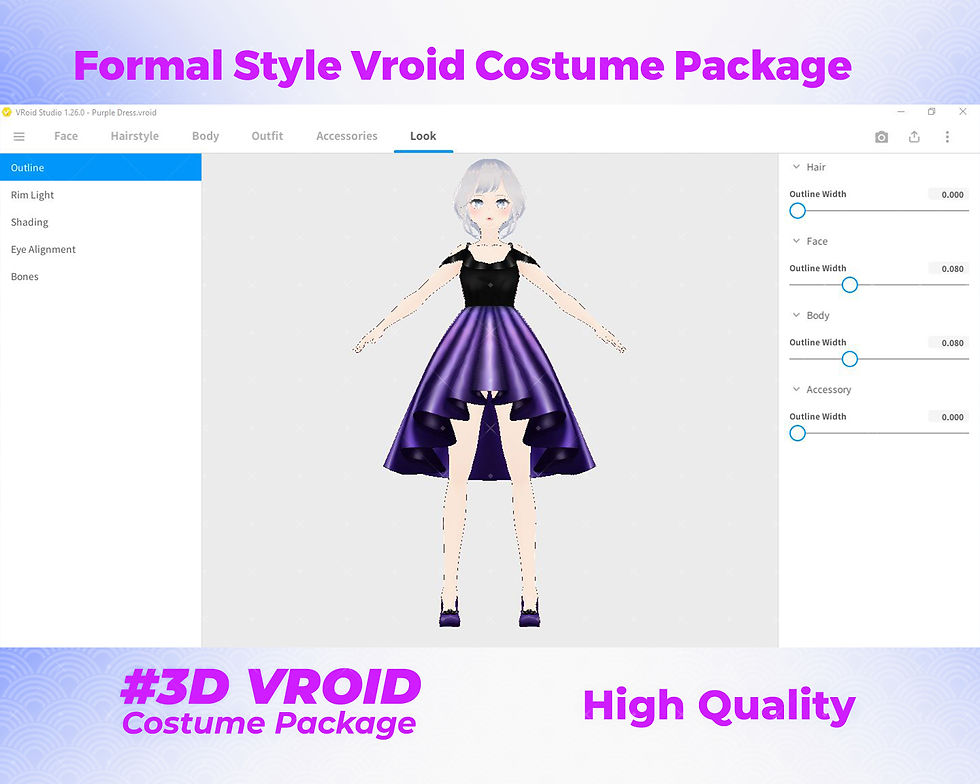 サムネイル： 3D VRoid Clothes Pack The Elegant Debutante Girl's Grand Gown Set