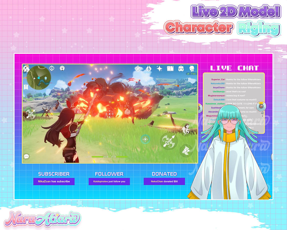 サムネイル： Level up Your Streams with Vtuber Live2d Anime Yellow Cyber Girl with Glasses