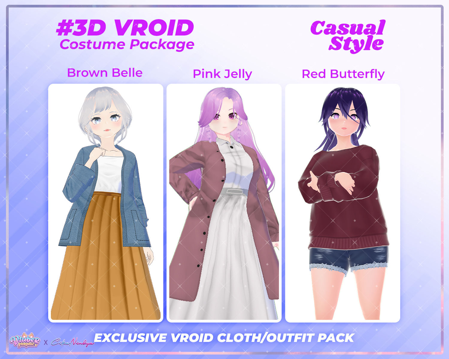 3D VRoid Clothes Pack Sweet & Simple - Adorable Casual Girl Attire