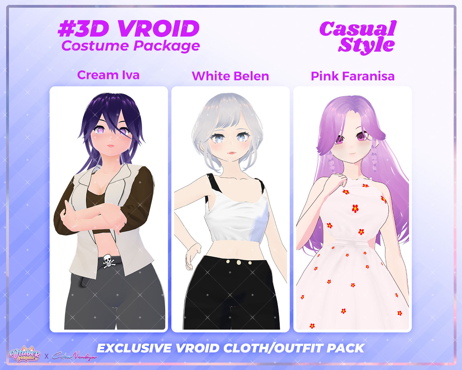 Stylish Casual Outfit 3D VRoid Clothes Pack for Virtual Fashion
