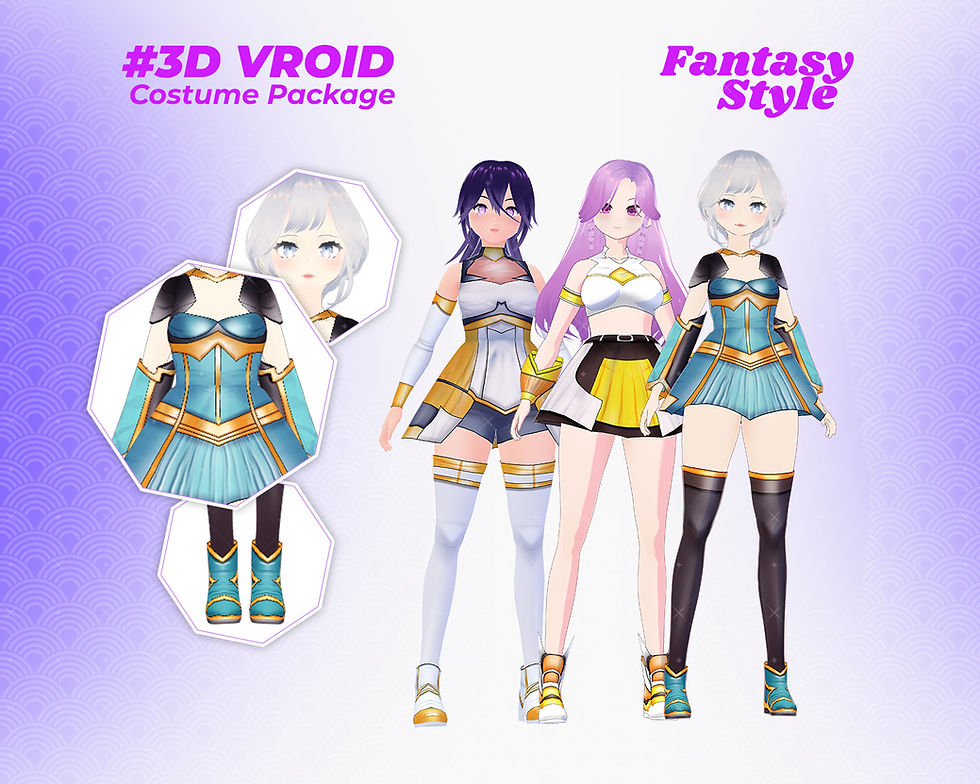 섬네일: Celestial Fantasy Girl Outfit Pack – Transform Your 3D VRoid Model Heroine