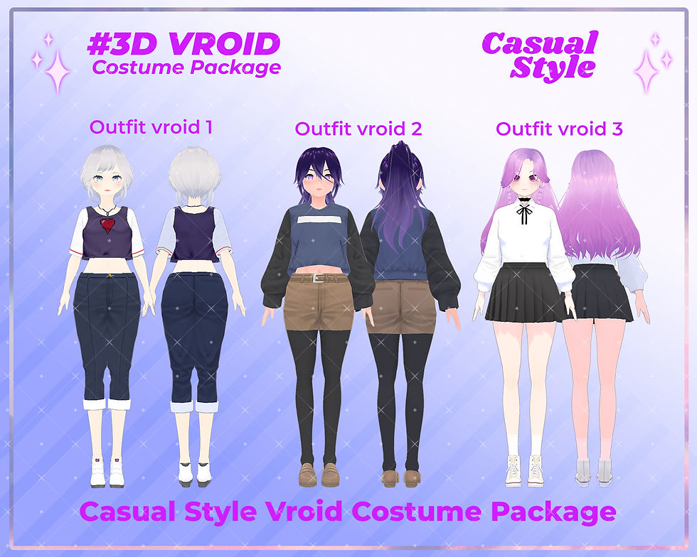Thumbnail: Fresh Casual Outfit 3D VRoid Clothing Pack for Creative Avatars