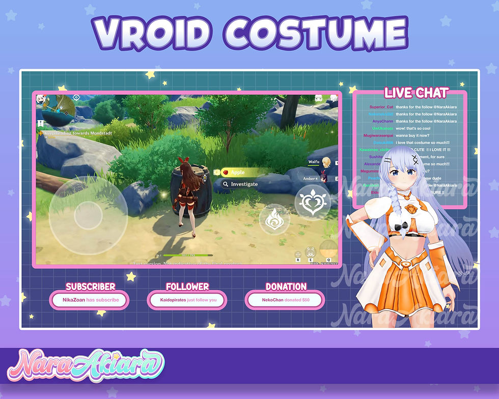 Thumbnail: Level up Your Vtuber Stream with 3D Vroid Costume White Orange Cyberpunk Outfit
