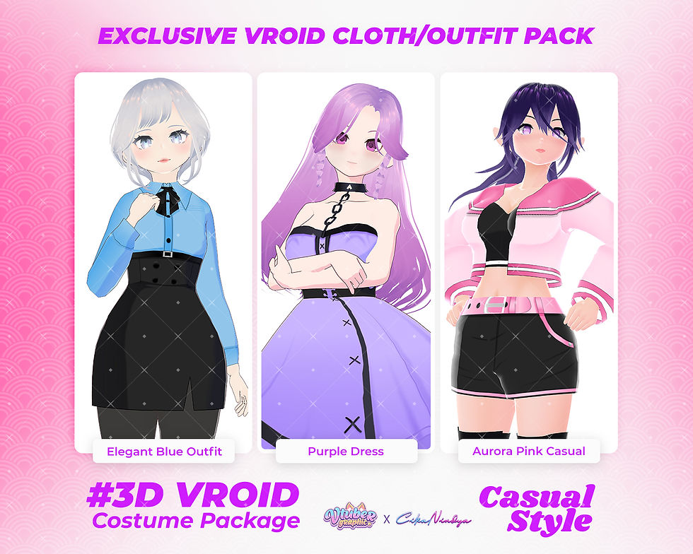 Comfortable Casual Girl Outfit Pack to Elevate Your 3D VRoid Model Look