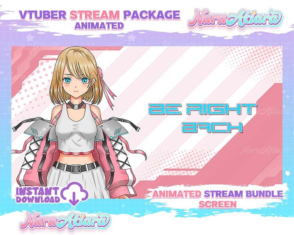 Thumbnail: Immerse Your Streams with Anime Cyberpunk Girl Pink Jacket Overlay Stream Pack