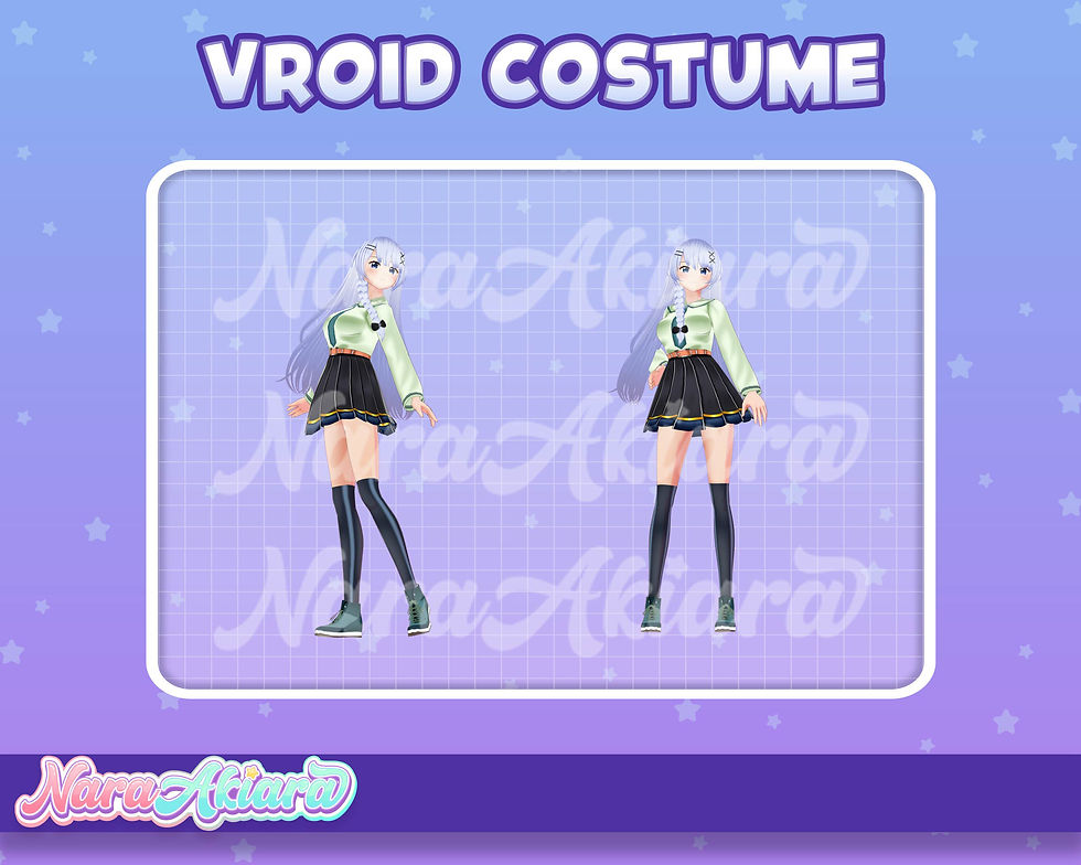 サムネイル： Refresh Your Model's Look with the 3D Vroid Casual Light Green Uniform