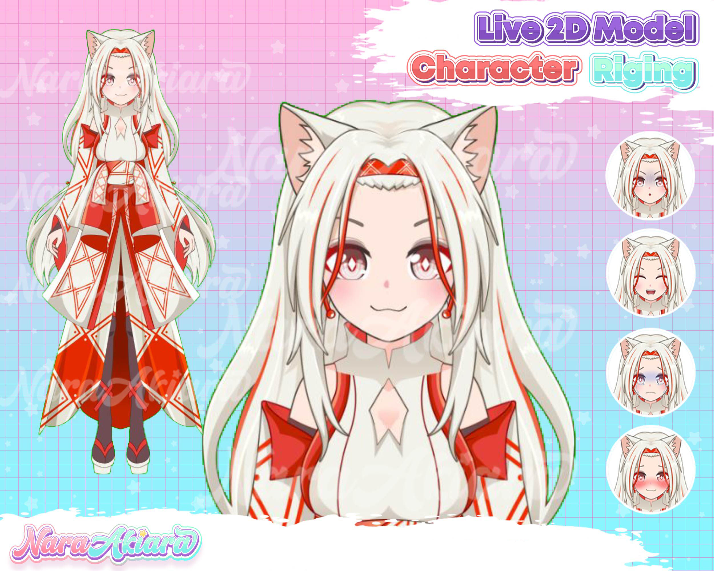 Unleash the Charm of the Vtuber Live2d Model Long Hair White Cat Girl