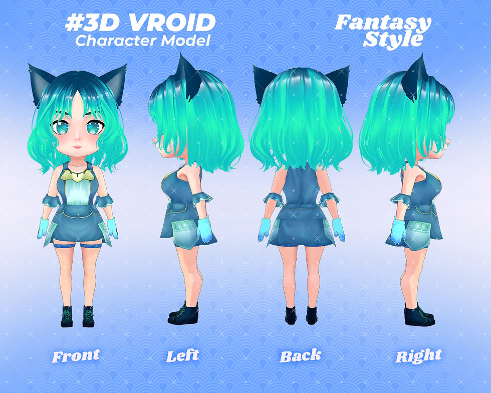 섬네일: Fantasy Cat Girl 3D VTuber Model Midori Noneko with Anime Style Design