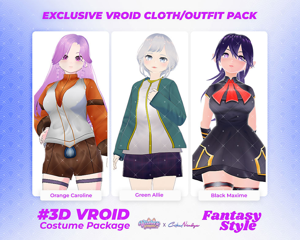Beautiful 3D Vroid Outfit Pack Mixing Fantasy and Everyday Looks