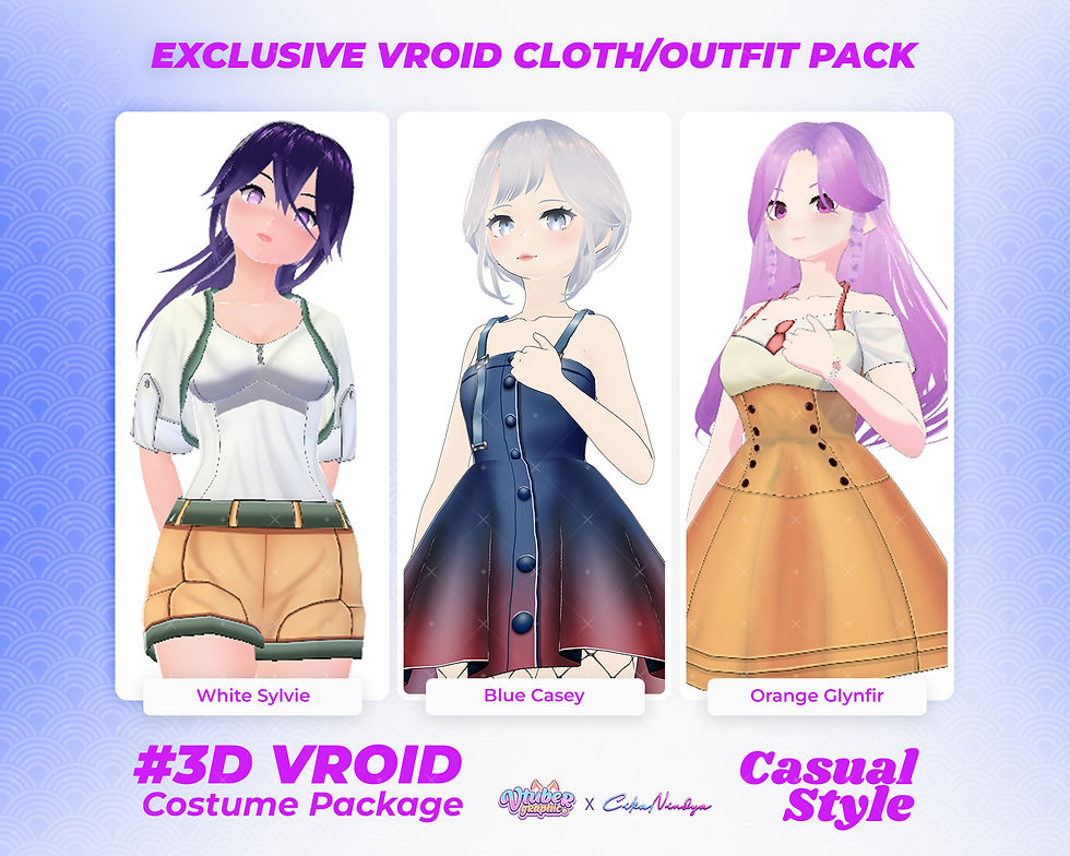 Modern Casual Girl Outfit Pack for Stylish 3D VRoid Model Avatars