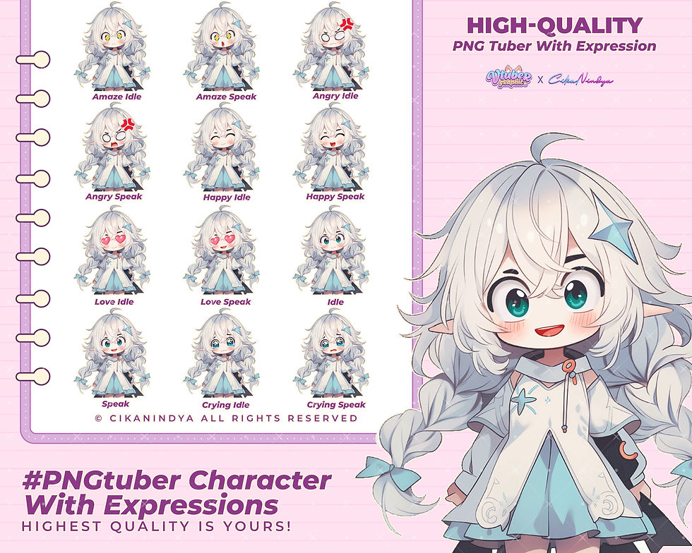 Transform Your Broadcasts with Expressive PNG Tuber Chibi Girl