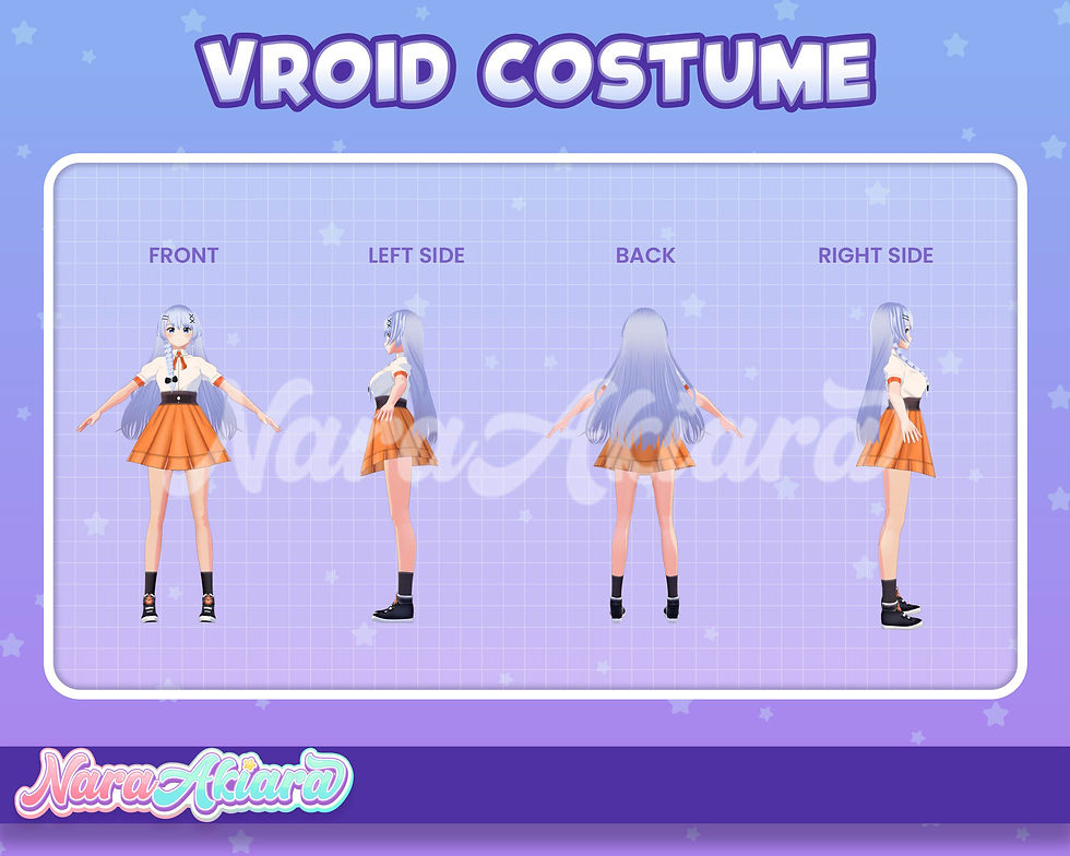 Thumbnail: Stunning 3D Vroid Costume White Uniform with Orange Skirt for Your Vtuber Stream
