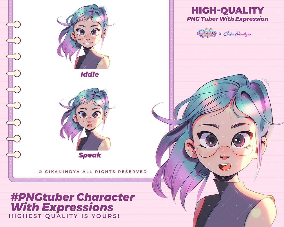 Bring Energy to Your Broadcasts with Dynamic PNG Tuber Avatars Girl