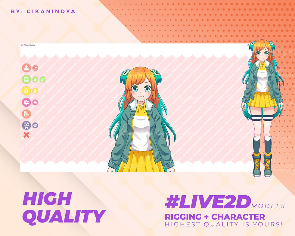 Thumbnail: Orange & Tosca Futuristic School Girl Live2D VTuber - Ideal for Streamers