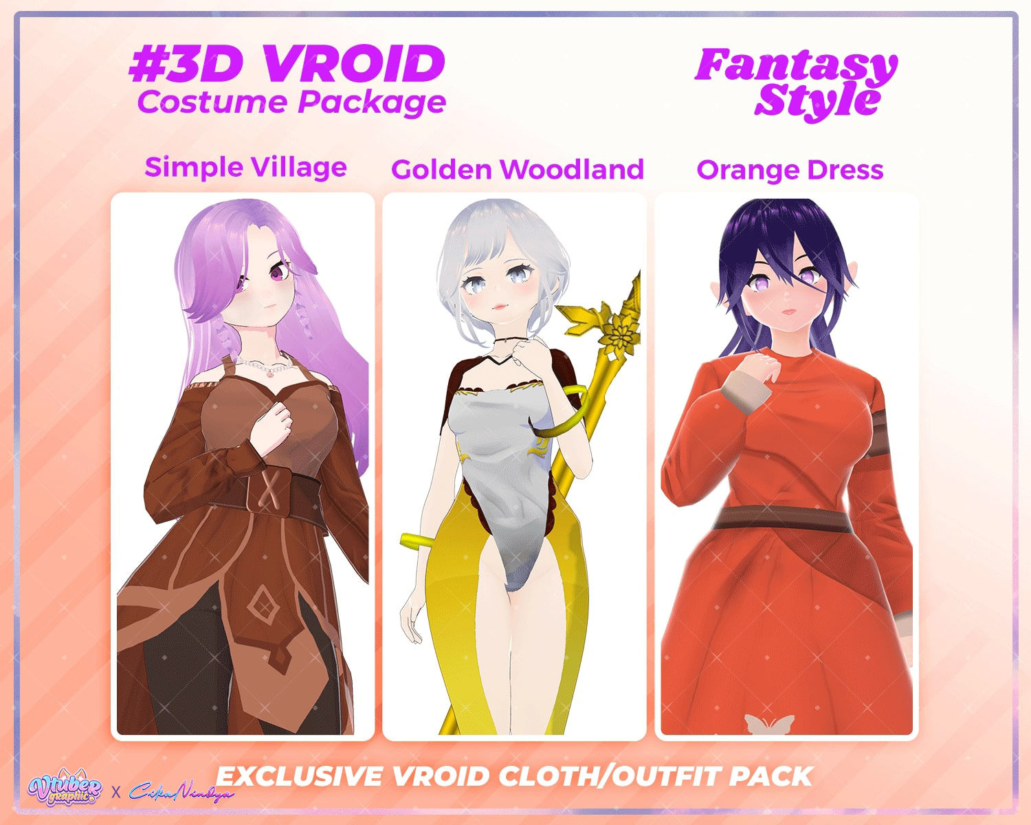 Magical Fantasy Outfit 3D VRoid Clothing Pack for Fairytale Styles