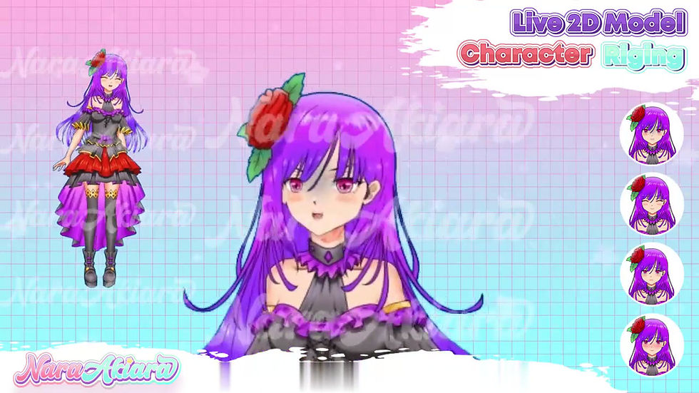 サムネイル： Elevate Vtuber Experience with Purple Hair Girl Live2D Model Adorned with a Rose