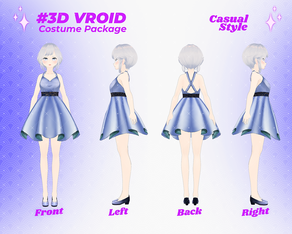 Thumbnail: 3D VRoid Clothes Pack The Everyday Sweetheart Girl's Simple & Chic Attire
