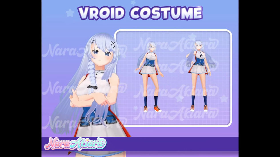 Thumbnail: 3D Vroid White and Blue High Neck Crop Top A Stylish Twist for Your Avatar