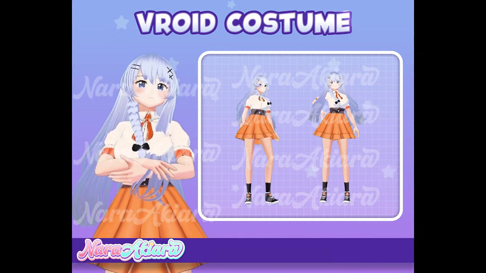 サムネイル： Stunning 3D Vroid Costume White Uniform with Orange Skirt for Your Vtuber Stream