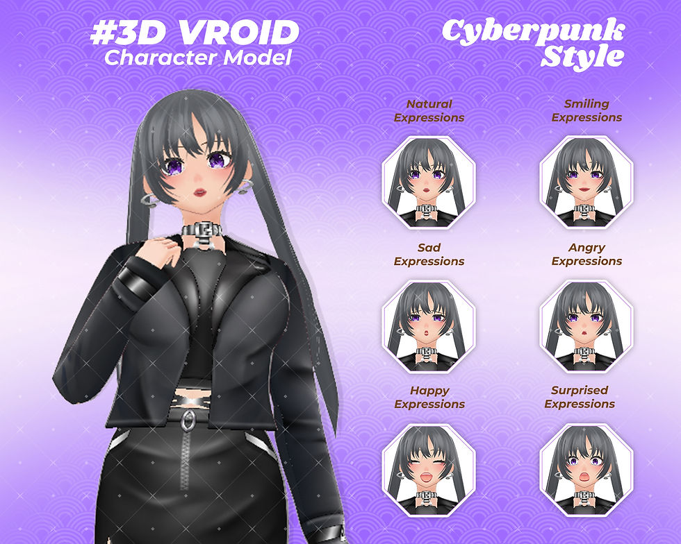 縮圖：3D Vroid Model Regina with Crop Jacket Anime Girl Character Avatar