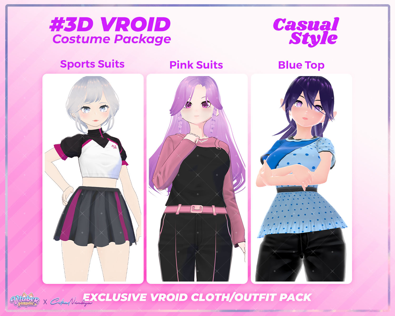 Modern Casual Wardrobe 3D VRoid Clothes Pack for Digital Models
