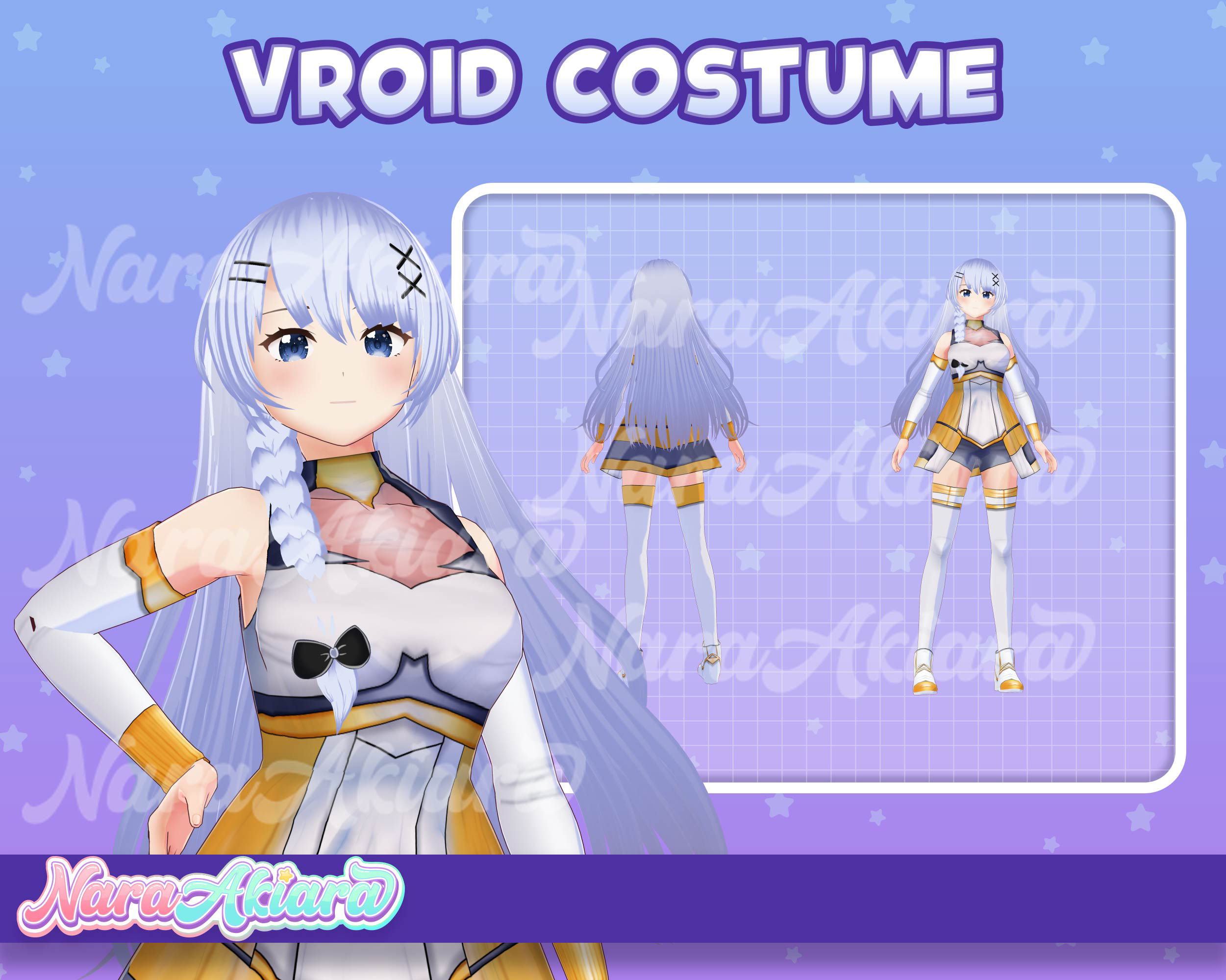 Embrace the Futuristic with White and Gold Cyberpunk Attire for Your Avatar