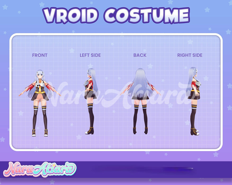 Thumbnail: Immerse VTuber Personalities with Chic 3D Vroid Costumes Black Dress with Gold