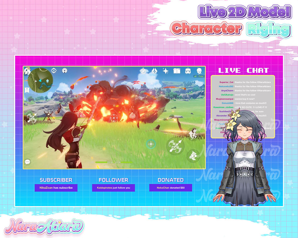 Thumbnail: Express Your Emo Vibes with the Vtuber Live2d Anime Pink Navy Hair Emo Girl