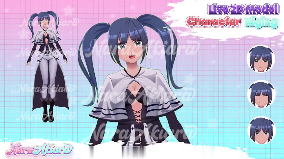 섬네일: Immerse Yourself the World of Vtuber Live2d Model Anime Girl Blue Braided Hair